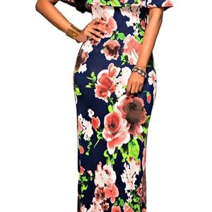 Floral Off-Shoulder Ruffle Maxi Dress